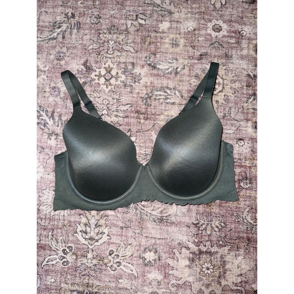Aerie Real Sunnie‎ Full Coverage Lightly Lined Bra Olive Green Lace Trim 38DD